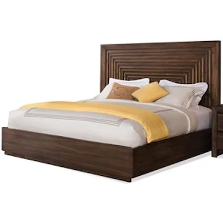 Queen Platform Panel Bed with Grooved Headboard